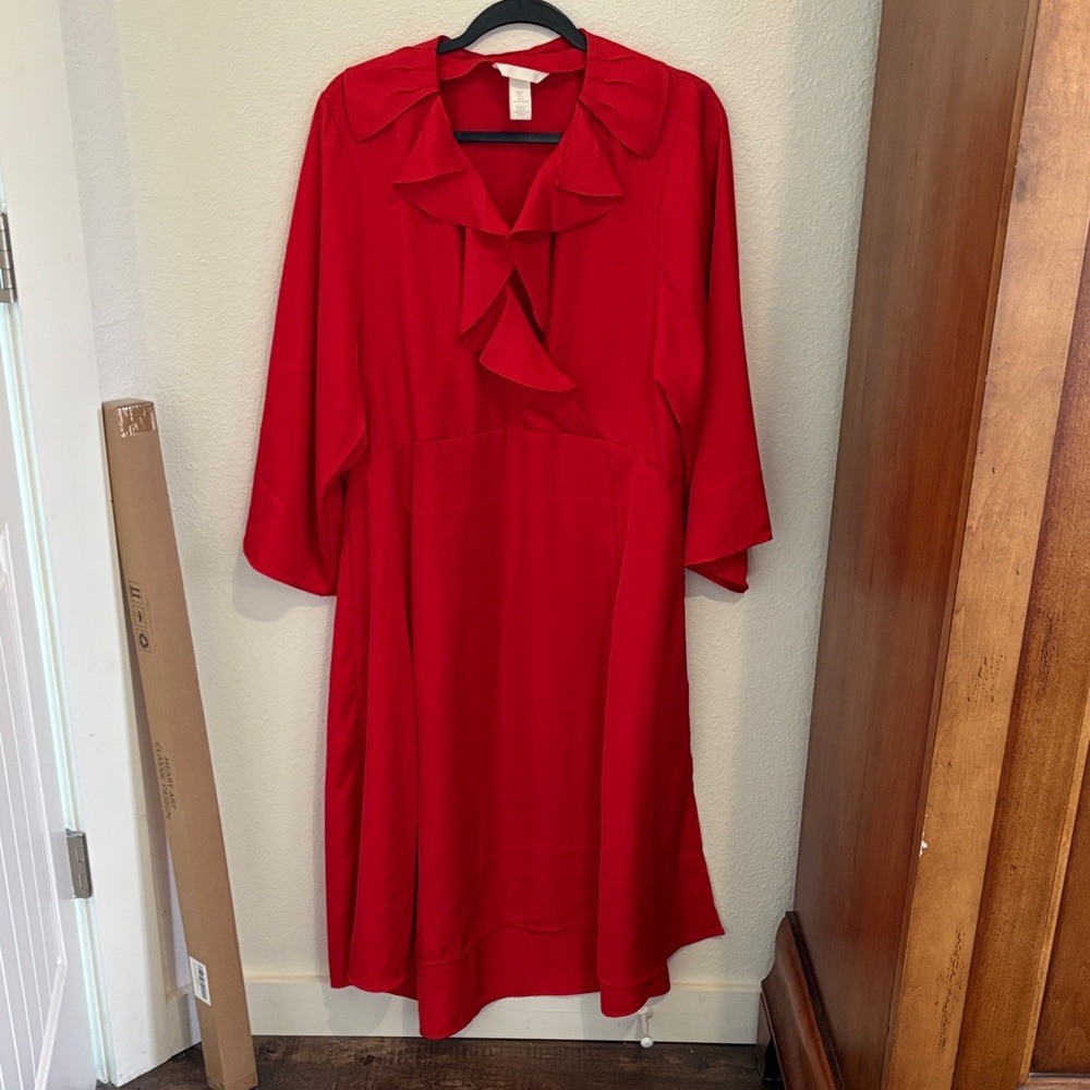 H&M Vibrant Red Ruffle Dress